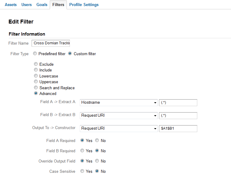 GA Profile Filter